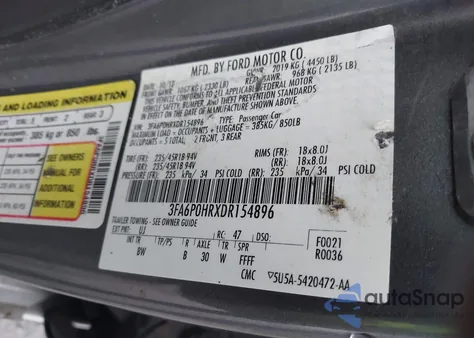 2013 Ford Fusion Se z USA, uszkodzony, nr VIN 3FA6P0HRXDR154896